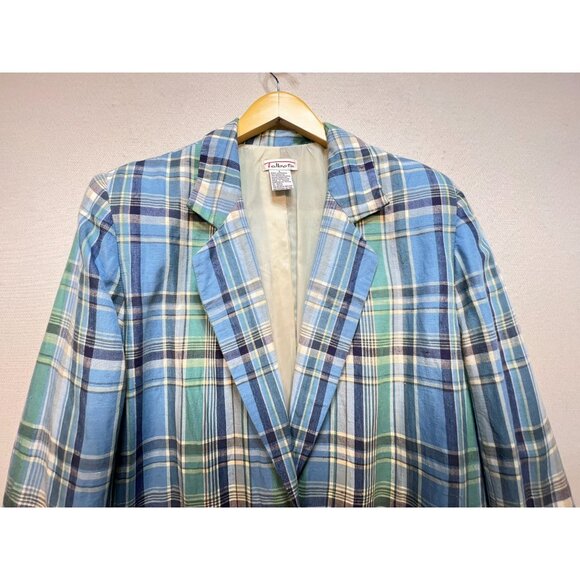 Talbots Women's Classic Linen 2 Button Blazer Long Sleeve Size L Multi Plaid - Picture 4 of 11